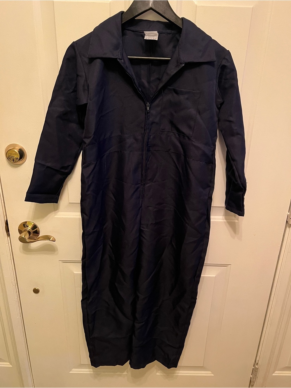 Spirit Halloween Navy Blue Zip Front Mechanic Coveralls Jumpsuit Kid Myers Small